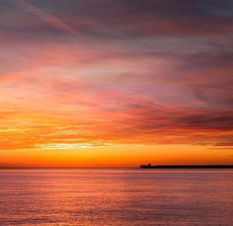 Sunset over the water