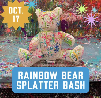splatter painted canvas bear 