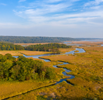 Aerial view of Connecticut estuary
