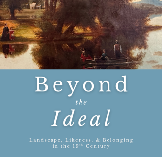 River Scene overlaid with exhibit title