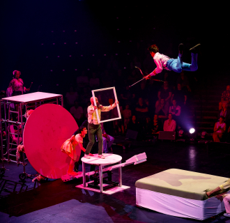Alfonse team performs an archery acrobatic act