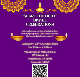 Share the Light - Diwali Celebrations Flyer with details of venue, time and day