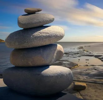 Rocks stacked on the beach