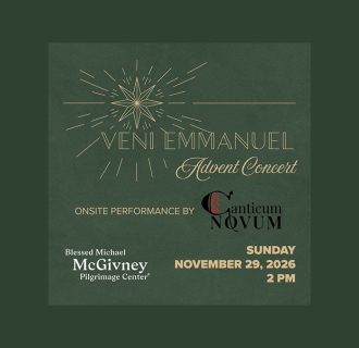 Promotional graphic for the free program "Veni Emmanuel: Advent Concert" by Canticum Novum on November 29, 2026 at 2pm. 