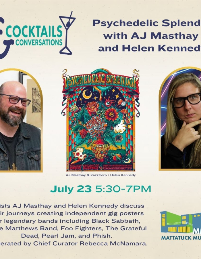 cocktails and conversations with the artists behind the concert posters in our new exhibition Psychedelic Splendor on July 23 from 5:30-7 PM