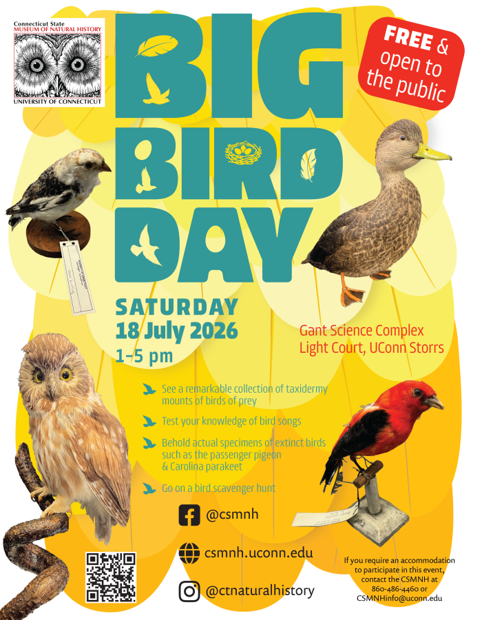 flyer for event including image of various birds and information about event