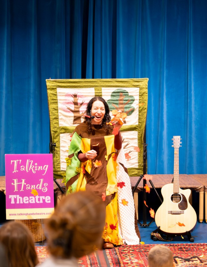 The puppet show Fairies of the Seasons being performed by Anna Sobel of by Talking Hands Theatre