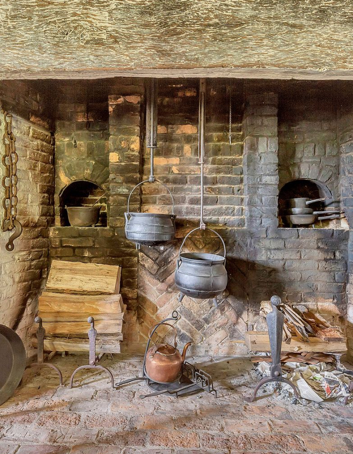 Fireplace with Cooking Tools