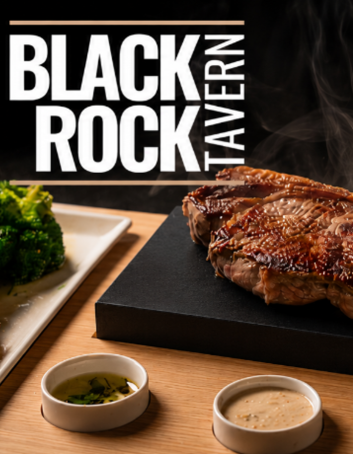 steak on a rock entree & smoked cocktail 