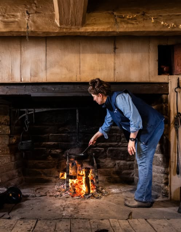 Open hearth cooking in the Buckingham Hall House