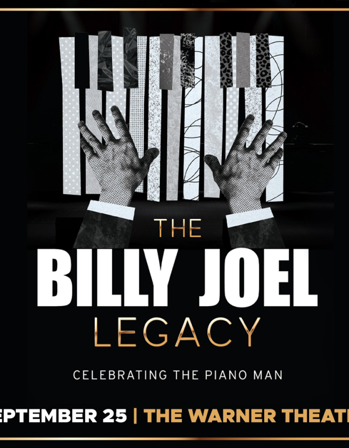 Hands on a piano with the text "The Billy Joel Legacy. Celebrating the Piano Man"