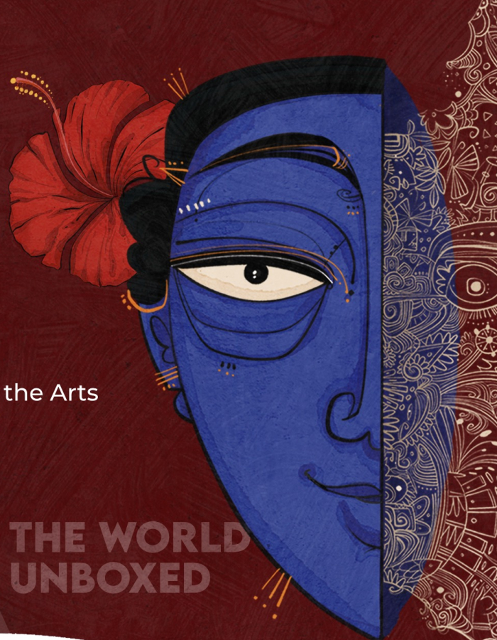 The poster for the Layalaya Global Arts Festival, Oct. 10, 2026 featuring a blue woman with a flower behind her ear. 