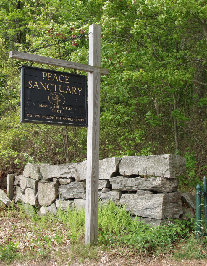 The sign outside of the Peace Sanctuary in Mystic.