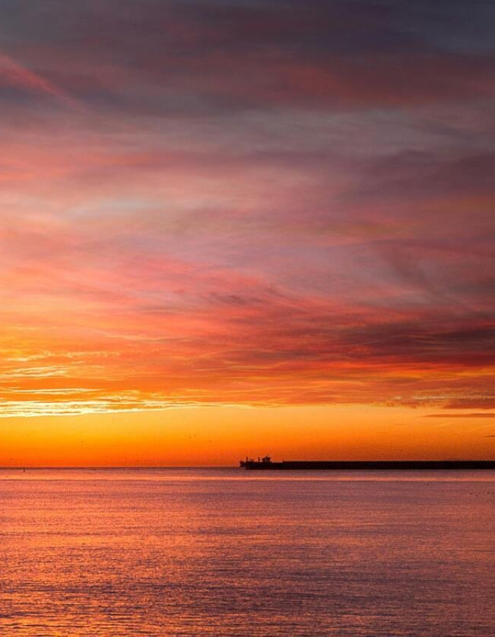 Sunset over the water