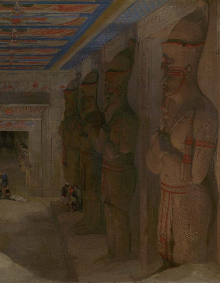 Worshipers and visitors in an ancient Egyptian temple