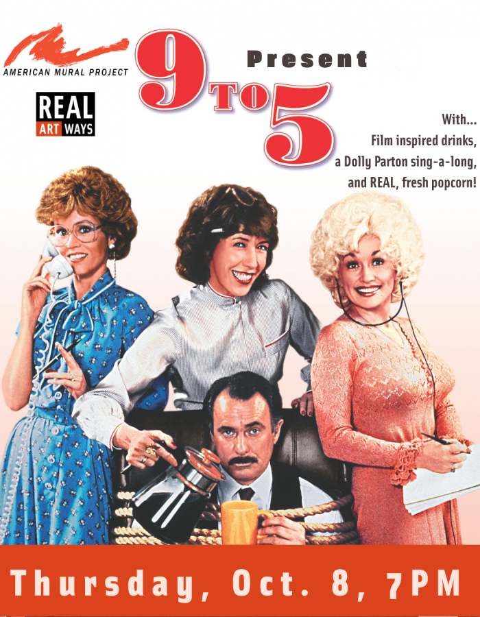 Jane Fonda, Lily Tomlin, Dolly Parton and Dabney Coleman on the film poster of 9 to 5
