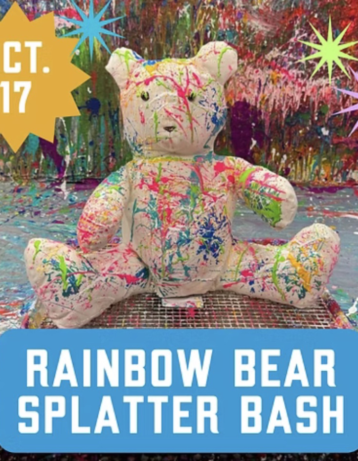 splatter painted canvas bear 