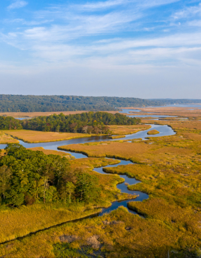 Aerial view of Connecticut estuary