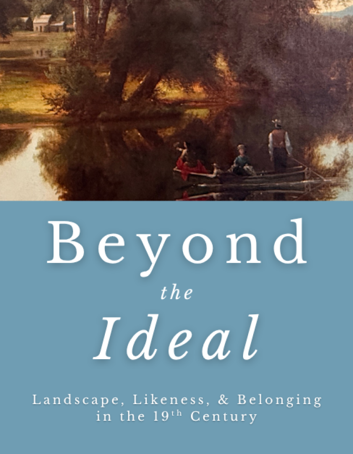 River Scene overlaid with exhibit title
