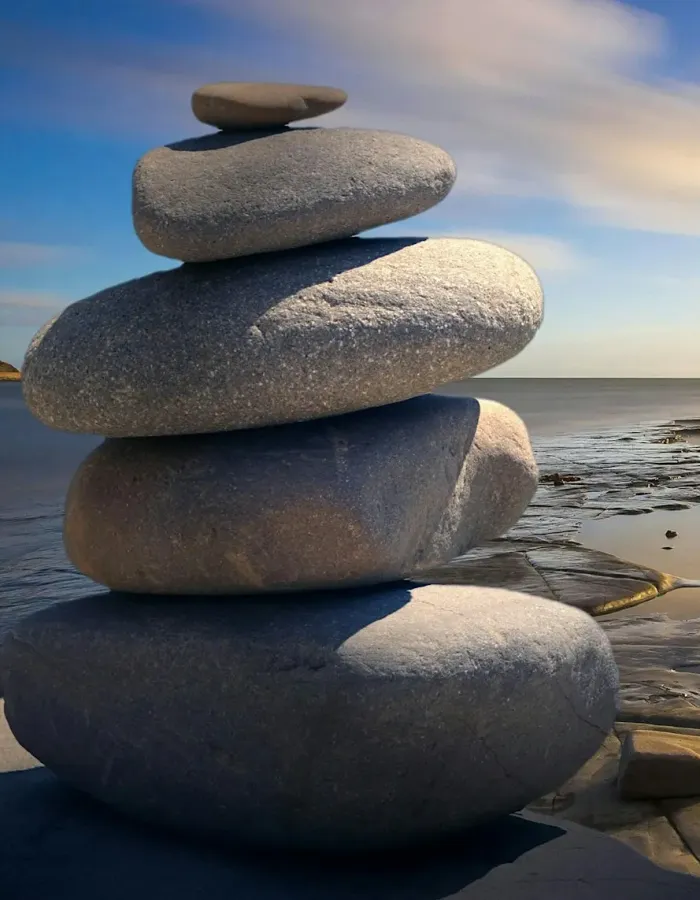 Rocks stacked on the beach