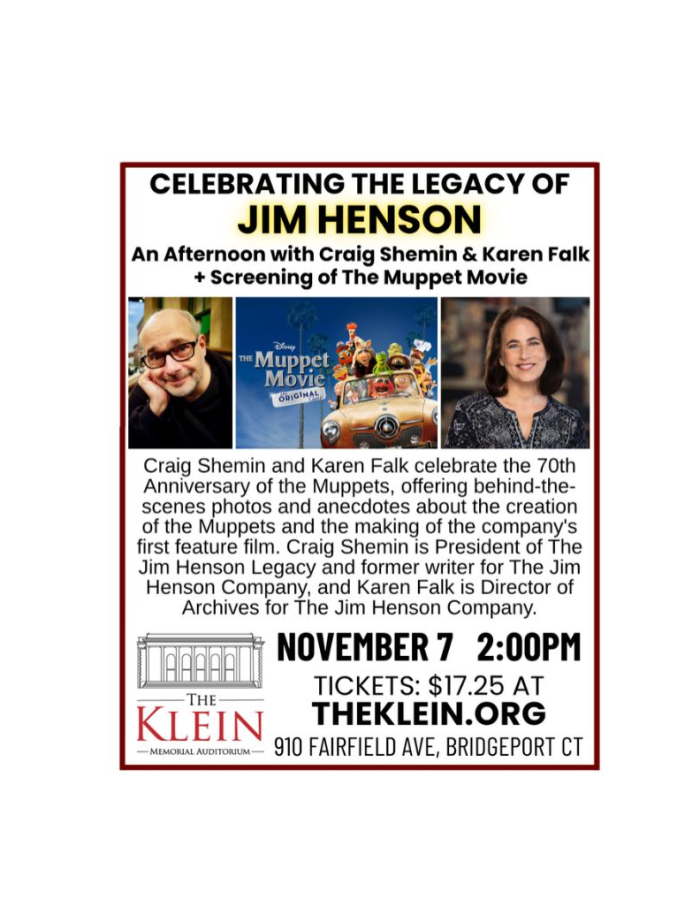 A flyer with the photos of Craig Shemin and Karen Falk along with the cover of The Muppets Movie