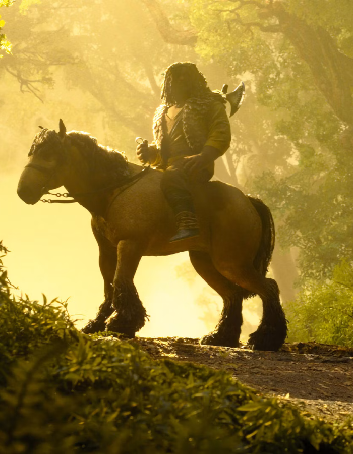 Image from LAIKA’s new stop-motion, feature film, Wildwood. Character on horse near girl on bike.