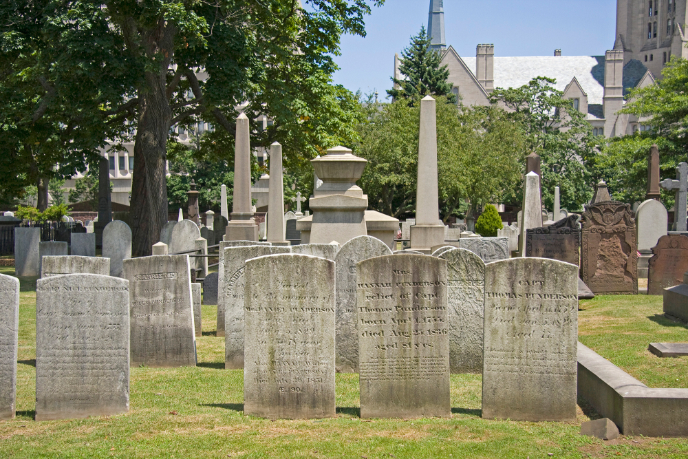 Historic gravestones and monuments in Grove Street Cemetery, New Haven