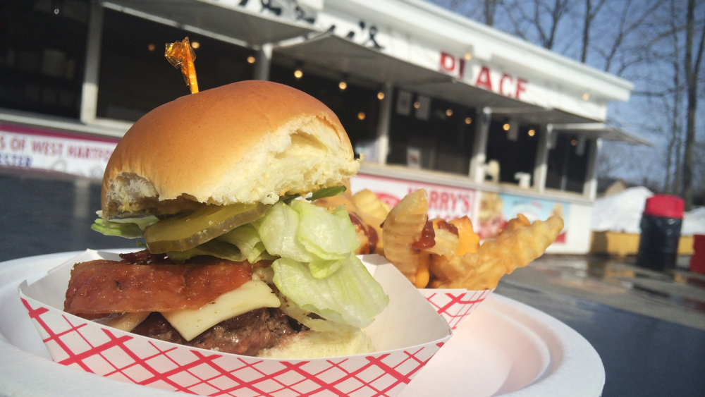 Una hamburguesa de Harry's Place, Colchester.