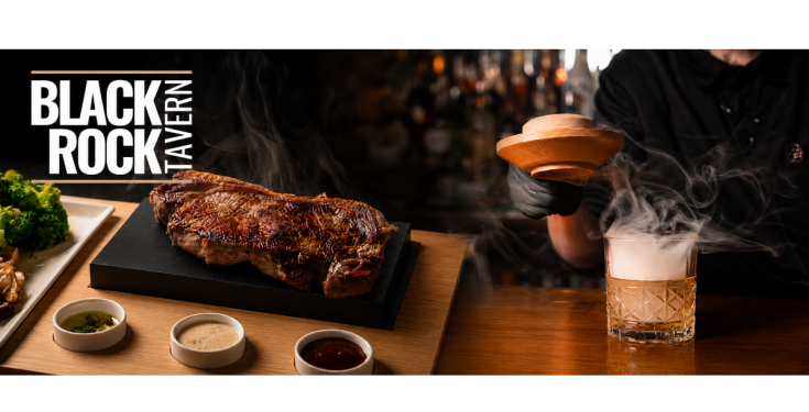 steak on a rock entree & smoked cocktail 