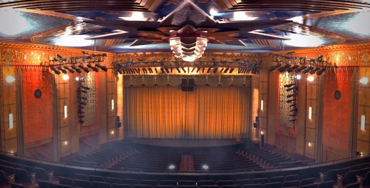 An image of the stage at the Warner Theatre, Torrington